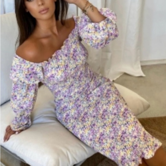 Sndys The Label Purple Floral Dress - Picture 2 of 3